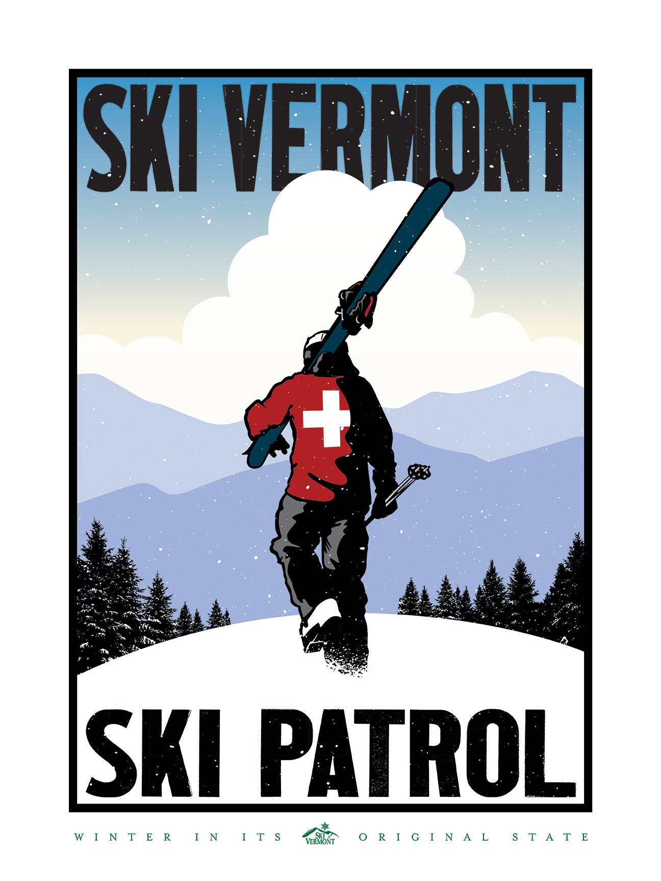 Ski Vermont Poster - 2018 - Ski Patrol