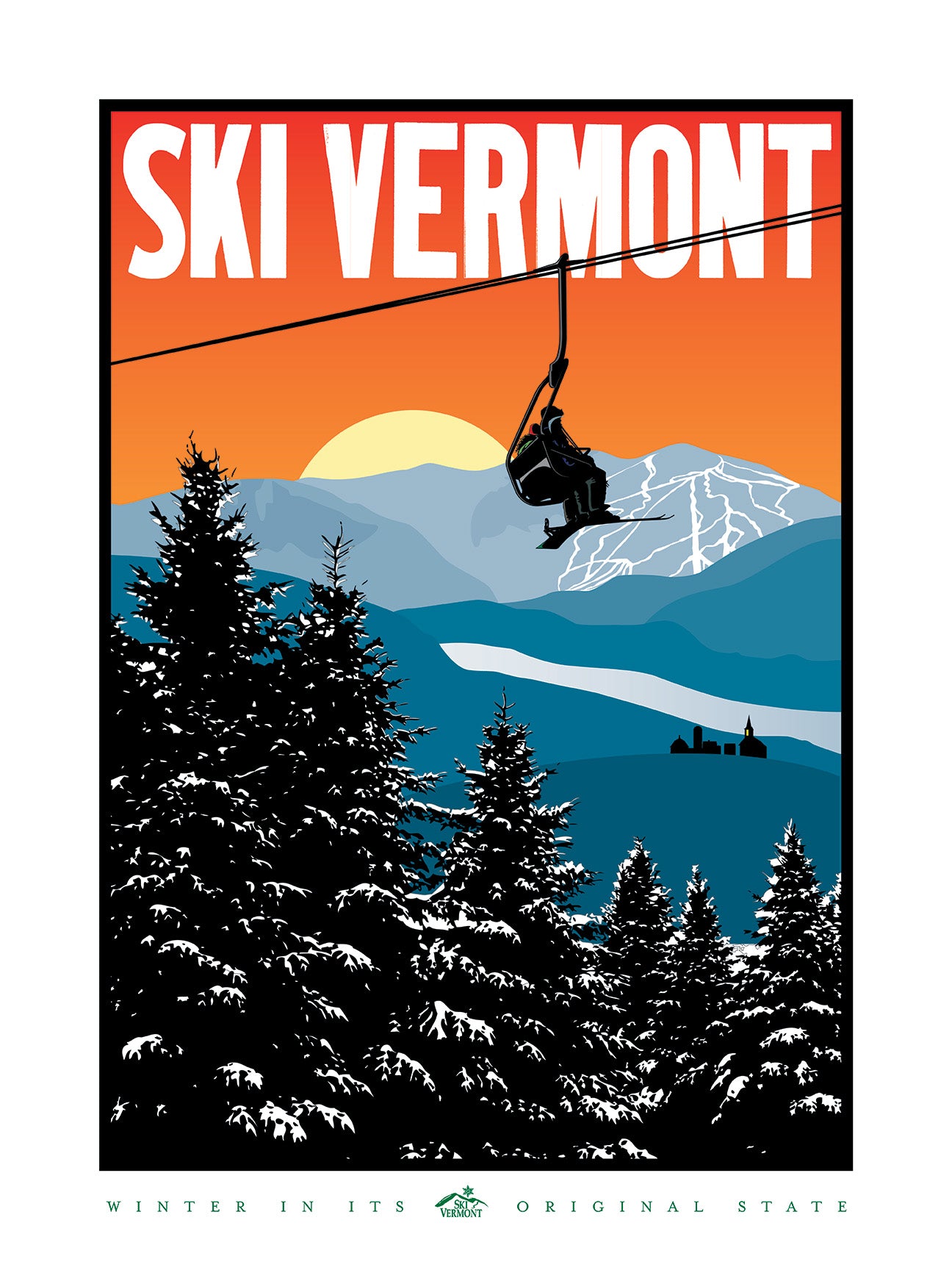 Ski Vermont Poster - 2008